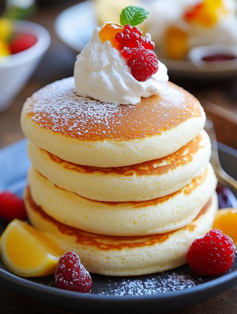 🥞 𝗜𝗻𝗴𝗿𝗲𝗱𝗶𝗲𝗻𝘁𝘀 🥞 2 large eggs 2 tablespoons milk ½ teaspoon vanilla extract 1 teaspoon lemon zest (optional) ¼ cup all-purpose flour (fluffed, spooned, and leveled) ¼ teaspoon baking powder ½ teaspoon white vinegar (or lemon juice) 2 tablespoons granulated sugar Oil for cooking Optional toppings: Sweetened whipped cream Assorted berries Powdered sugar Maple syrup Sweetened whipped cream (optional): ½ cup heavy cream (cold) 1 tablespoon granulated sugar (more or less to taste) Pancakes Aesthetic, Soufflé Pancakes, Souffle Pancakes, Fluffy Pancakes, Sugar Maple, Low Carb Meals Easy, Julia Child, Pancake Recipe, White Vinegar