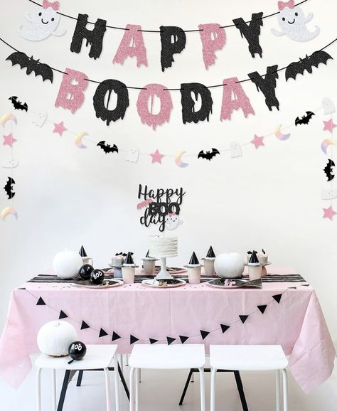 Booday Party Ideas, Pink Halloween Birthday Party Decor, My Boo Is Two, Boo Day Party Decorations, Pastel Goth Birthday Party, Two Spooky 2nd Birthday Party Decorations, First Boo Day Party Girl, 1st Boo Day Party, Boo Birthday Theme