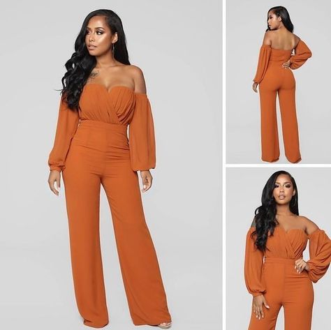 Ed Concepcion on Instagram: "CONCEPCION LANDON Jumpsuit in Burnt Orange ($130; S, M, L) Extra Small: 2-4 Medium: 6-8 Large: 10-12 www.edconcepcion.etsy.com AVAILABLE IN STORE AND ONLINE TODAY" Brown Jumpsuits, Spice It Up, Off Shoulder Jumpsuit, Fashion Nova Pants, African Dresses, Curve Dresses, Jumpsuit Fashion, Womens Loungewear, Looks Style