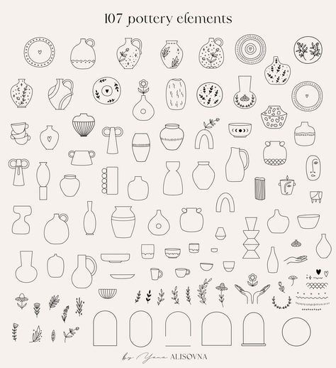 Pottery collection by Alisovna on @creativemarket Social Media Wall, Handmade Logo, Branding Social Media, Pottery Collection, Coffee Shop Design, Media Wall, Diy Pottery, Art Journal Inspiration, Clay Pottery