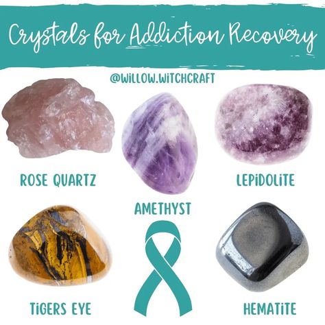 JUST SOME.... ☆Crystals for Addiction Recovery☆ #crystalsforaddictionrecovery #addictionrecoverycrystals #additionrecovery #rosequartz #tigerseye #amethyst #lepidolite #hematite #crystalshavepower #witchcraft #witchlife #gemstones #crystals #witch #naturesjewels Crystals For Recovering Addicts, Crystals For Addicts, Earth Gift, Crystal Guide, Break Bad Habits, Gemstones Crystals, Stone Collection, Bad Habits, Coven