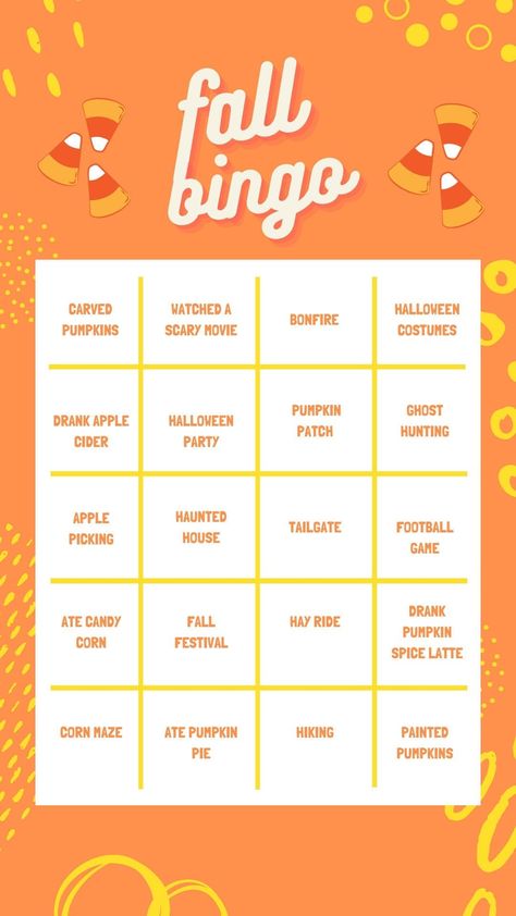 Digital/ Printable Fall and Halloween bingo game! Perfect for Halloween parties or use it has a fall bucket list with friends or family! Fall Event Ideas For Work, Fall Resident Event Ideas, Fall Senior Activities, Fall Activities For Seniors, Bucket List With Friends, Fall Party Activities, Fall Activities For Adults, Halloween Party Names, 2024 Activities