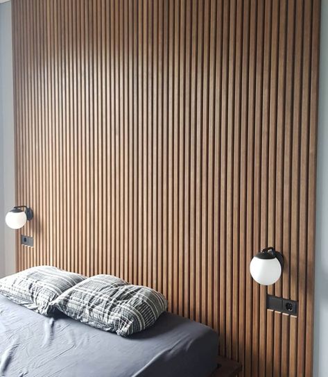 No Headboard Bedroom, Wall Behind Bed, Fabric Wall Panels, Decor Above Bed, Wooden Panelling, Feature Wall Bedroom, Bed Wall Decor, Slatted Headboard, Headboard Wall