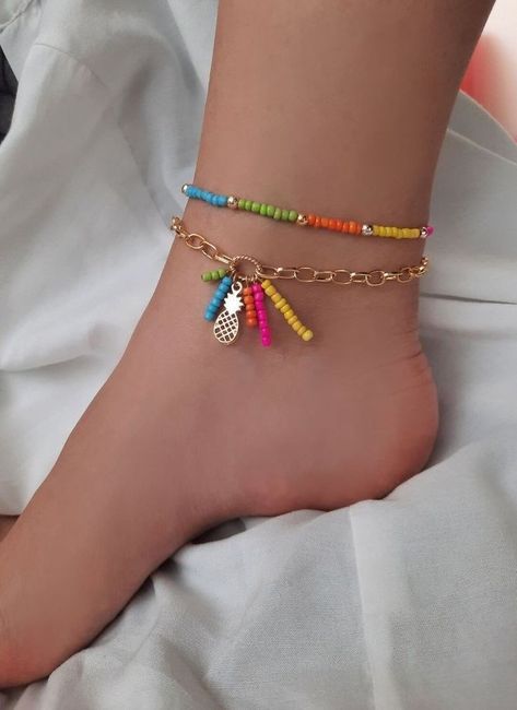 Beaded Anklets Diy, Bead Anklets, Anklets Jewelry, Ankle Bracelets Diy, Anklet Designs, Beaded Anklet, Ankle Jewelry, Gold Anklet, Easy Diy Jewelry