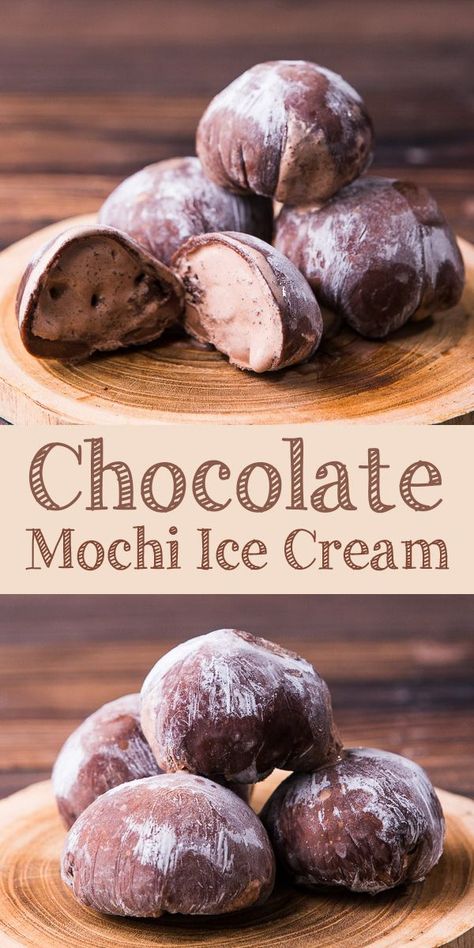 Chocolate mochi ice cream is a new way to enjoy ice cream. It’s come from Japan and really fun to enjoy biting into it. Chewy and cold dessert. Chocolate Mochi Ice Cream, Food Photography Chocolate, Desserts Photography, Chocolate Mochi, Photography Chocolate, Creamed Spinach Recipe, Mochi Ice, Patisserie Fine, Mochi Recipe