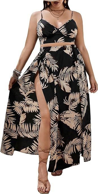 Plus Size Beach Outfits, Ropa Upcycling, Tropical Outfit, Island Outfit, Party Outfits For Women, Gaun Fashion, Split Skirt, Co Ords, Plus Size Summer