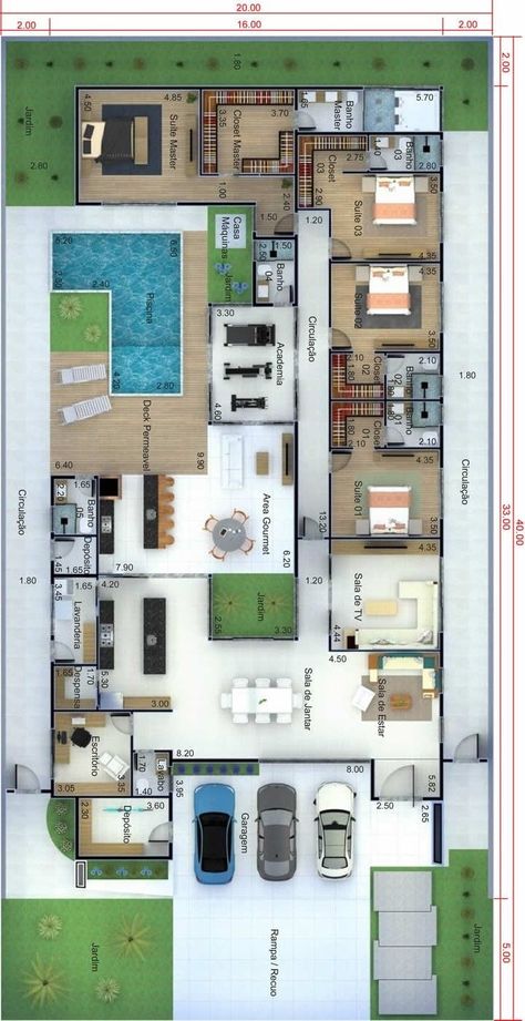 Kleiner Pool Design, House Floor Design, House Exterior Colors, Building Plans House, Sims House Plans, Architectural Design House Plans, Home Design Floor Plans, Model House Plan, House Construction Plan