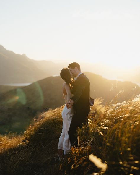 What it looks like when golden hour hits in Queenstown. Rebecca & Paul had the most romantic, intimate elopement, followed by a Maccas, pretty iconic I reckon. Eloping is all about doing it your way, whatever that looks like.. if you are wanting to plan something unique to say I do, I would love to be a part of it, wether that be hiking up a mountain, snow shoeing to a hut, or taking a heli to a glacier, count me in! . . . #Queenstownphotographer #queenstownweddingphotographer #queenstow... Nz Elopement, Queenstown Elopement, Snow Shoeing, Mountain Snow, Intimate Elopement, Queenstown, Snow Shoes, Most Romantic, Golden Hour