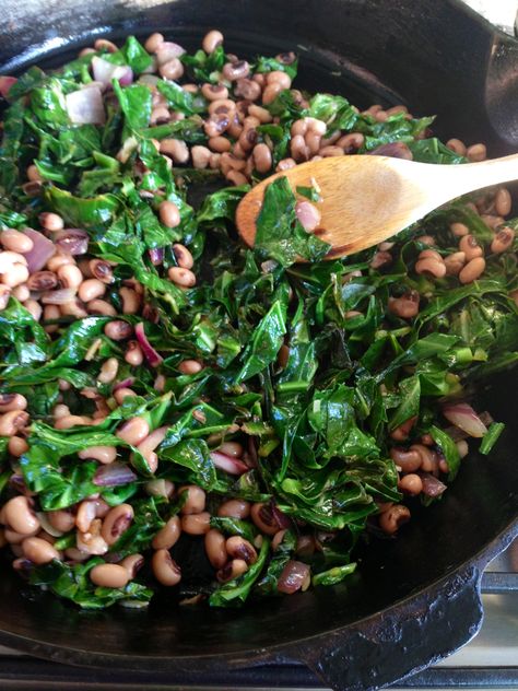 black eyed peas and collard greens ~vegan, gluten free~  New Year's Tradition for wealth and prosperity! Collard Greens Vegan, Daniel Fast Recipes, Pea Recipes, Wealth And Prosperity, Collard Greens, Black Eyed, Vegan Foods, Black Eyed Peas, Vegan Eating