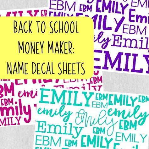 Need a quick back to school product to sell with your Silhouette Portrait or Cameo or Cricut Explore or Maker? Consider name decal sheets made from vinyl. Vinyl Name Decal, Product To Sell, Supply Labels, Silhouette Portrait, Name Labels, Silhouette Cameo Projects, Cricut Tutorials, Cameo Projects, Name Stickers