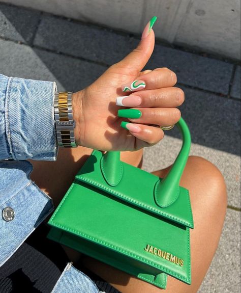 Kelly Green Nails Design, Kelly Green Nails, Bright Green Nails, Everyday Nails, Nail Aesthetic, March Nails, Aesthetic Nail, Nail Board, Green Nail Designs