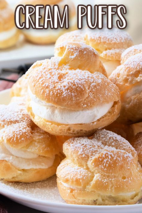 Learning how to make classic French cream puffs is easy with this recipe! This recipe includes a from-scratch vanilla cream filling recipe. Vanilla Cream Filling Recipe, Cream Filling Recipe, Vanilla Cream Filling, Cream Puff Recipe, Torte Cupcake, Puff Recipe, Custard Filling, Choux Pastry, Cream Puff