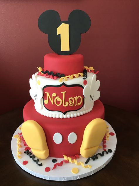 Mickey Mouse First Birthday Cake Mickey First Birthday Cake, 1st Birthday Decoration Ideas, Mickey Mouse First Birthday Cake, Mickey Mouse Fondant, Birthday Cake Ideas For Boys, 1st Birthday Cake Ideas, 1st Birthday Cake Designs, Mickey Birthday Cakes, Mickey First Birthday