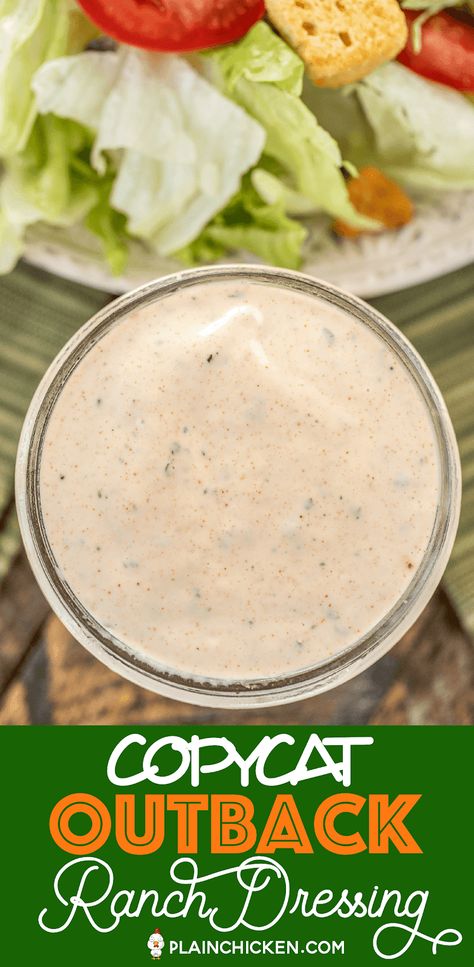 Outback Ranch Dressing Recipe, Outback Ranch Dressing, Outback Ranch, Best Ranch Dressing, Copycat Outback, Buttermilk Ranch Dressing, Ranch Salad, Buttermilk Ranch, Copy Cats