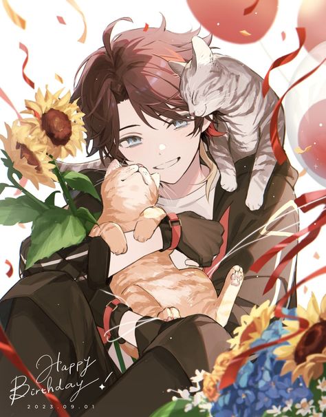 01.09 h-bday !! Akina Saegusa, Ensemble Stars, A Cat, Anime Boy, Anime Art, Anime, Art