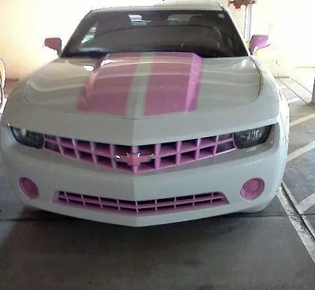 Pink and white Pink Chevy Camaro, Grey Camaro, Pink Camaro, Saleen S7 Twin Turbo, Pink Chevy, To Fast To Furious, Pink Cars, Car Title, Chevy Girl