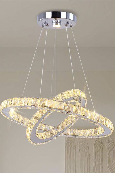 Crystal Chandelier Size Diameter: 19.7" x 11.8", Maximum Hanging: Long adjustable cable upto 44.3". Suggested Room Size: 10-20㎡. (Please note the chandelier size before order) Gorgeous modern crystal chandelier: The two-circle and larger diameter design makes it look gorgeous in the living room or dining room, and at the same time easy to install. (Includes manual to guide installation.) Material and chandelier parameters: K9 Crystals and Stainless steel Chandelier. NON-DIMMABLE Lighting Fixtures Dining Room, Steel Chandelier, Led Crystal Chandelier, Living Room Warm, Modern Crystal Chandelier, Dining Room Light Fixtures, Stainless Steel Lighting, Mirror Design Wall, Steel Lighting