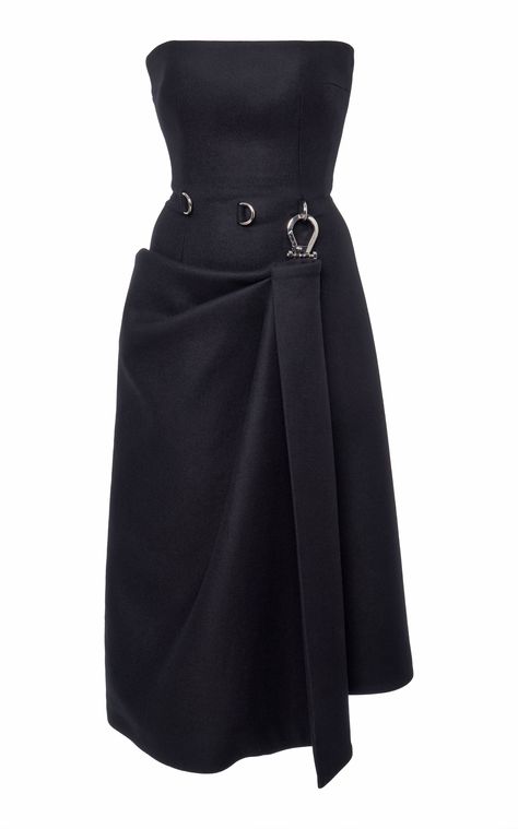 Strapless Wool-Crepe Corset Dress by PRADA for Preorder on Moda Operandi Prada Outfits, Prada Dress, Cocoon Dress, Corset Midi Dress, Prada Fashion, Prada Collection, Fashion Design Clothes, Corset Dress, Moda Operandi