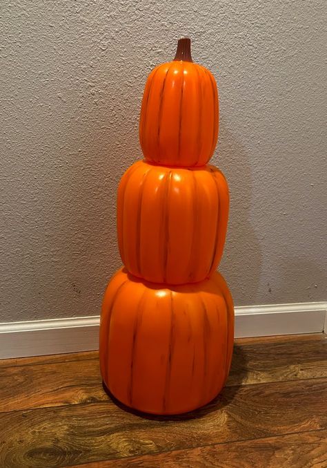 Stacked Pumpkins Diy, Stacked Plastic Pumkin Decoration Ideas, Dollar Tree Stacked Pumpkins, Five Below Stacked Pumpkins, Five Below Stacking Pumpkins, Three Pumpkins Stacked, 3 Wooden Pumpkins Stacked, Stacking Pumpkins, Pumpkin Tree