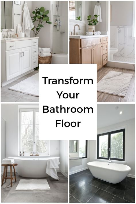 Quick and simple bathroom flooring ideas if your bathroom needs a refresh. Wood Flooring Bathroom Ideas, Click And Lock Vinyl Flooring Bathroom, Grey Bathroom Floor Tile Ideas, Guest Bathroom Floor Tile, Light Gray Bathroom Ideas, Basic Bathroom Remodel, Bathroom Floors Ideas, Small Bathroom Flooring Ideas, Bathroom Flooring Trends