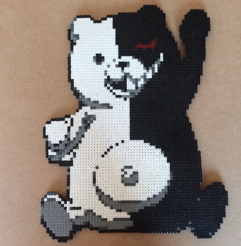 Design by Stagram.cz Monokuma Perler Beads, Danganronpa Perler Beads, Danganronpa Perler, Anime Perler, Kandi Singles, Bead Things, Danganronpa Monokuma, Bead Creations, Drawing Styles