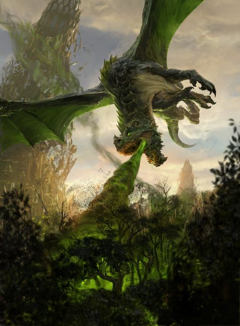 ArtStation - Magic the Gathering: "Green Dragon", Campbell White Dragon Rider Character Design, Wyvern Art, Dnd Birthday, Dnd Places, Rpg Monsters, Creature Reference, Dnd Creatures, Dragon Riders, Dragon Artwork Fantasy