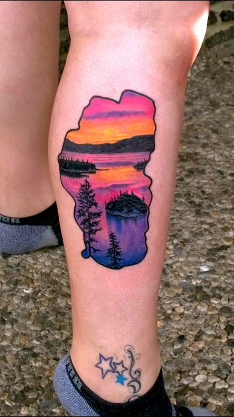 Lake Tahoe Tattoo, Tahoe Tattoo, Superior Tattoo, Lake Tattoo, Trending Tattoo, Tattoo Parlor, 3 Tattoo, Plant Tattoo, Weird Tattoos