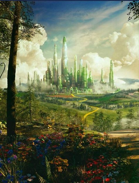 Wizard Of Oz Castle Emerald City, Emerald City Art, Emerald City Painting, Wicked Emerald City, Emerald City Aesthetic, Emerald City Wizard Of Oz, Wizard Of Oz Emerald City, Wicked Aesthetic, Oz Aesthetic