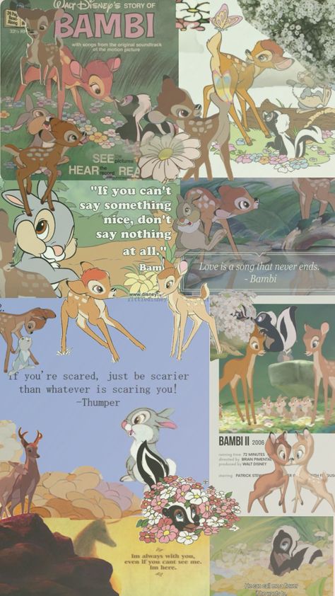 #bambi #disney #vintage #vibes #books #wallpaper #quotes #movies #tv Bambi Quotes, Thumper Disney, Disney Movies List, Books Wallpaper, Bambi And Thumper, Bambi Disney, Disney Princess Characters, Say Something Nice, Disney Vintage