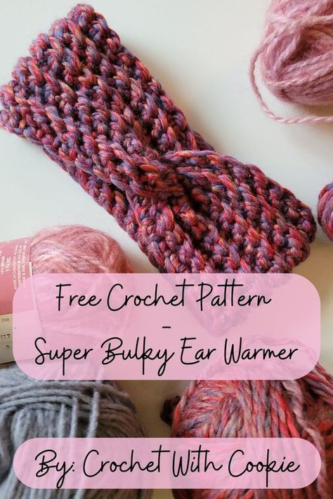 Super Bulky Yarn Patterns, Crochet Ear Warmer Free Pattern, Bulky Yarn Crochet, Bulky Yarn Patterns, Crochet Ear Warmer Pattern, Ear Warmer Pattern, Crochet Headband Free, Easy Crochet Headbands, Chunky Yarn Crochet