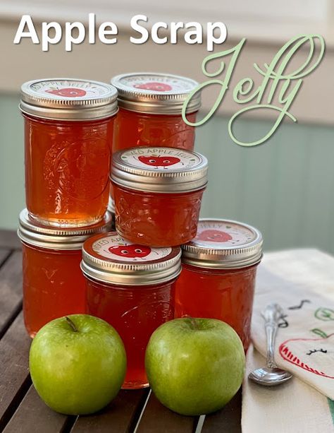 Apple Peel Jelly Recipe, Pear Scrap Jelly, Scrap Apple Jelly, Scrap Apple Jelly Recipe, Apple Scraps Jelly, Apple Jelly From Scraps, Small Batch Apple Scrap Jelly, Apple Scrap Jelly Recipe, Scrape Apple Jelly