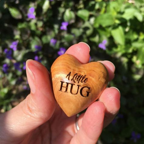 Gifts For Friend, Pocket Token, Pocket Hug, Felt Gifts, Sending Hugs, Wood Hearts, Wooden Heart, Rock Crafts, Wooden Hearts