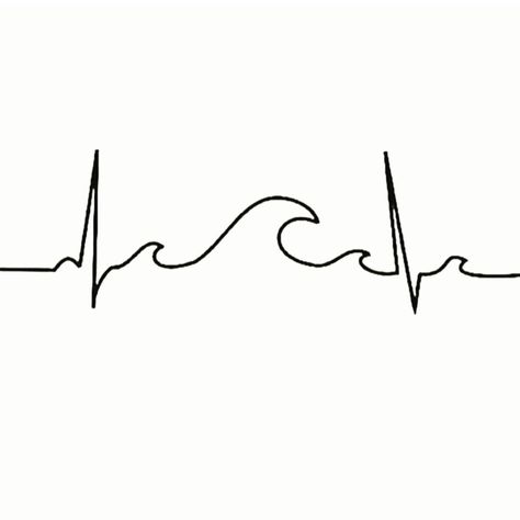 Summer Wave Heartbeat Tattoo, Ekg Tattoo, Heartbeat Tattoo, Cute Tattoos For Women, Small Tattoo Designs, Small Tattoo, Tattoos Ideas, Ocean Waves, Cute Tattoos