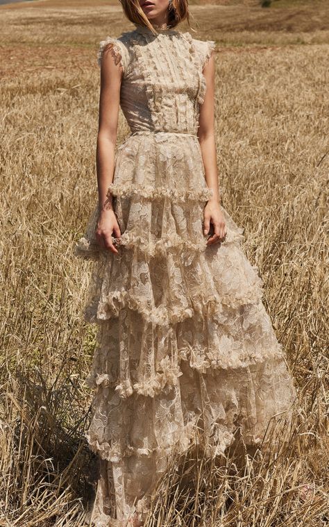 Tiered Lace Tulle Dress by Costarellos Lace Tulle Dress, Baju Kahwin, Best Wedding Dresses, Mermaid Dresses, Ball Gown Wedding Dress, Mode Inspiration, Wedding Dresses Vintage, Looks Vintage, Fancy Dresses