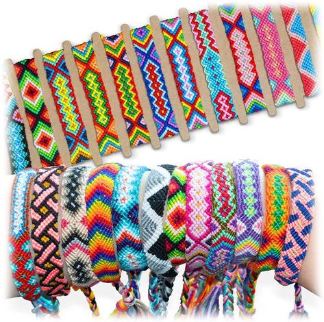 Friendship Bracelets Patterns 4 Colors, Bracelet Pack, Woven Bracelet, Random Colors, Fabric Cuff, Braided Rope, Stocking Stuffer Gifts, Woven Bracelets, Zig Zag Pattern