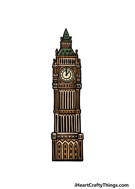 Big Ben Dibujo, London Eye Drawing, Big Ben Model, Big Ben Drawing, London Clock Tower, Big Ben Art, Kindergarten Art Crafts, Simple House Drawing, Big Ban