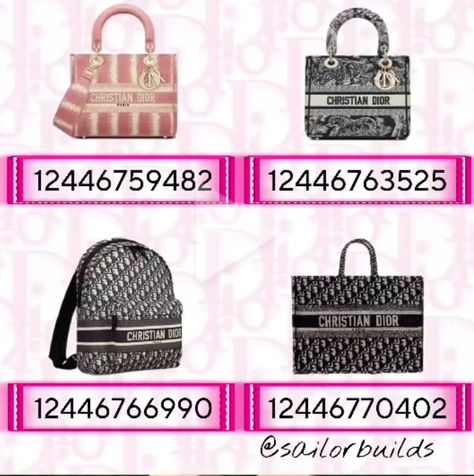 Roblox Purse Codes, Codes Bloxburg, Dior Purse, Blocksburg Outfit Codes￼, Bloxburg Decals Codes Aesthetic, Preppy Decal, Pic Code, Decals Codes, Bloxburg Decals Codes Wallpaper