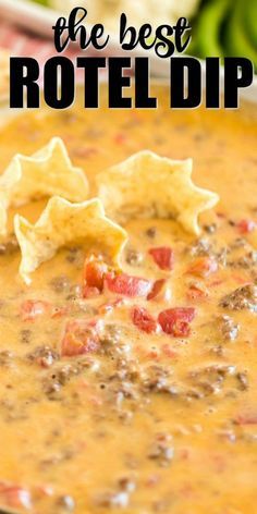 Party Food To Bring, Rotel Cheese Dip, Superbowl Food Appetizers, Queso Dip Recipe, Super Easy Appetizers, Appetizers Easy Dips, Recipe With Ground Beef, Rotel Dip, Superbowl Food