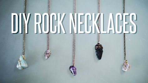 ♡ pinterest : mostlymaya ♡ Crystal Necklace Diy, Rock Necklaces, Crystal Jewelry Diy, Wire Jewelry Patterns, Wire Wrapping Diy, Wire Wrapped Jewelry Tutorials, Rock Necklace, Easy Jewelry, Rock Jewelry