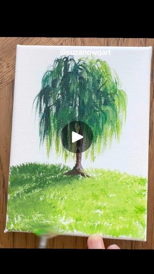 How To Paint A Weeping Willow Tree, Watercolor Willow Tree Tutorial, Willow Tree Tutorial, Weeping Willow Tree Painting, Willow Tree Art, Paint Trees, Paint Tutorials, Painting 101, Tree Tutorial