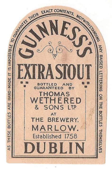 Vintage Guinness Label Vintage Guinness Poster, Vintage Beer Label Design, Vintage Whiskey Labels, Vintage Wine Label Design, Guinness Aesthetic, Beer Logo Vintage, Vintage Food Packaging, Whiskey Label Design, Classic Beer Labels