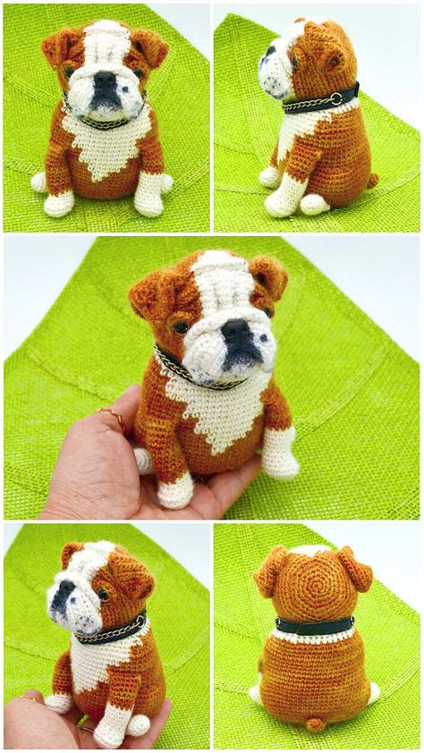 Crochet Dog Amigurumi Free PDF Pattern - Amigurumi Crochet Bulldog Pattern Free, Crochet Dogs Free Patterns, Dog Crochet Patterns Free, Free Crochet Dog Patterns, Crochet Bulldog, Amigurumi Dog Free Pattern, Crochet Dog Amigurumi, Crochet Dogs, Crochet Pincushion