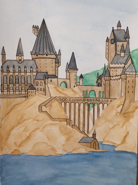 Hogwarts Pencil Drawing, Hogwarts Castle Drawing Simple, Hogwarts Castle Drawing Easy, How To Draw Hogwarts Castle, Hogwarts Drawing Easy, Drawing Ideas Country, Hogwarts Castle Drawing, Hogwarts Drawing, Castle Drawing Easy