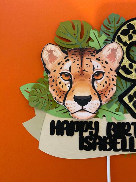 Jaguar Theme Birthday Party, Cheetah Cake Topper, Two Wild Birthday Party, Jungle Themed Cake, Jungle Cake Topper, Cheetah Cake, Cheetah Birthday Party, Cheetah Cakes, Peppa Pig Cake Topper