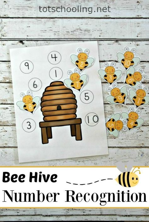 FREE printable Number recognition and matching activity for toddlers and preschoolers featuring bees. Perfect preschool math activity for Spring or Summer. Bee Activities For Preschool, Matching Activity For Preschoolers, Insects Preschool, Bugs Preschool, Bee Activities, Free Printable Numbers, Preschool Counting, Insects Theme, Spring Preschool