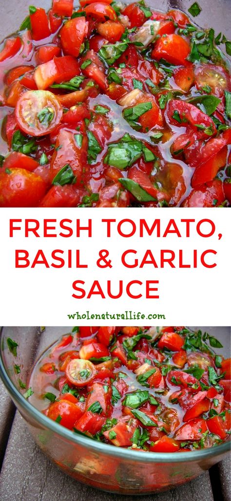 Pasta Fish, Tomato Basil, Tomato Recipes, Garlic Sauce, Fresh Tomatoes, Tomato Sauce, Sauce Recipes, Vegetable Recipes, Pasta Dishes