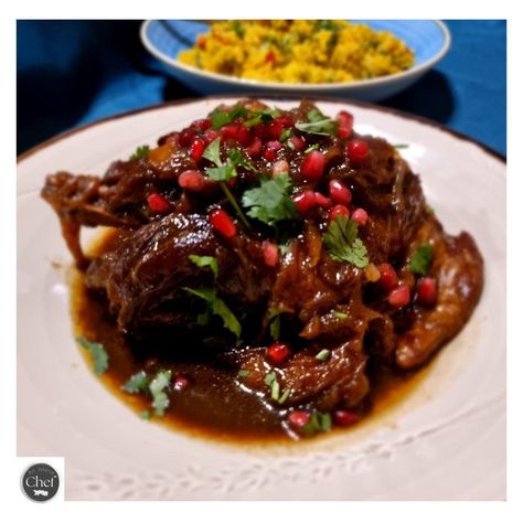 Lamb Shanks with Moroccan Spices and Pomegranate Molasses Pomegranate Lamb, Moroccan Lamb Shanks, Lamb Shank Recipe, Cauliflower Couscous, Marinated Lamb, How To Cook Lamb, Lamb Shank, Dinner Party Dishes, Moroccan Spices