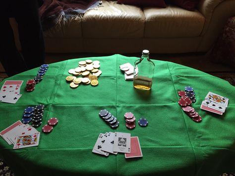 Poker Table at the Deadwood Saloon Wild West Saloon Party, Wild West Sheriff Office, Deadwood Saloon Party, Old West Saloon Bar, Deadwood Saloon, Old Western Saloon Signs, Salon Party, Mystery Dinner Party, Wild West Party