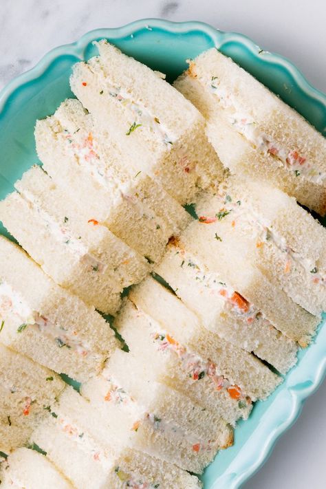 Vegetable Cream Cheese, Veggie Cream Cheese, Tea Party Sandwiches Recipes, Cream Cheese Sandwiches, Tea Sandwich, Tea Party Sandwiches, Tea Sandwiches Recipes, Bread Sandwich, Afternoon Tea Recipes