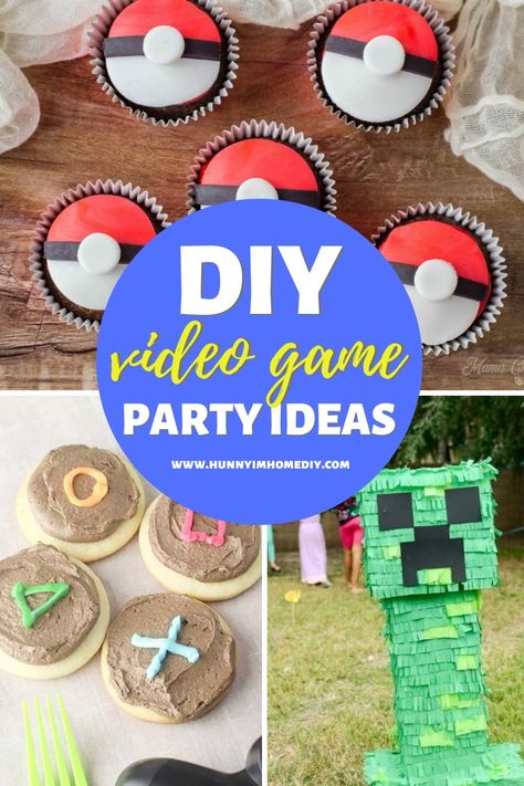 If you're looking for video game party ideas, you'll love this big list of DIY video game party ideas. These DIY party ideas are perfect for any video game birthday party, especially if you're looking for video game party ideas for boys. Whether you need DIY video game birthday party decorations or DIY video game party favors, you'll find everything you need for your video game party here. This list is full of DIY ideas for a video game party, including video game pinatas, video game decoration Geek Party Ideas, Video Game Tournament Party, Gamer Party Games, Video Game Birthday Party Food, Gaming Party Food, Diy Video Game Birthday Party, Diy Video Game Party, Video Game Party Food, Retro Video Game Party